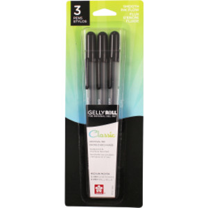 Gelly Roll Classic Gel Ink Pens, 08 Medium, Black, Pack of 3