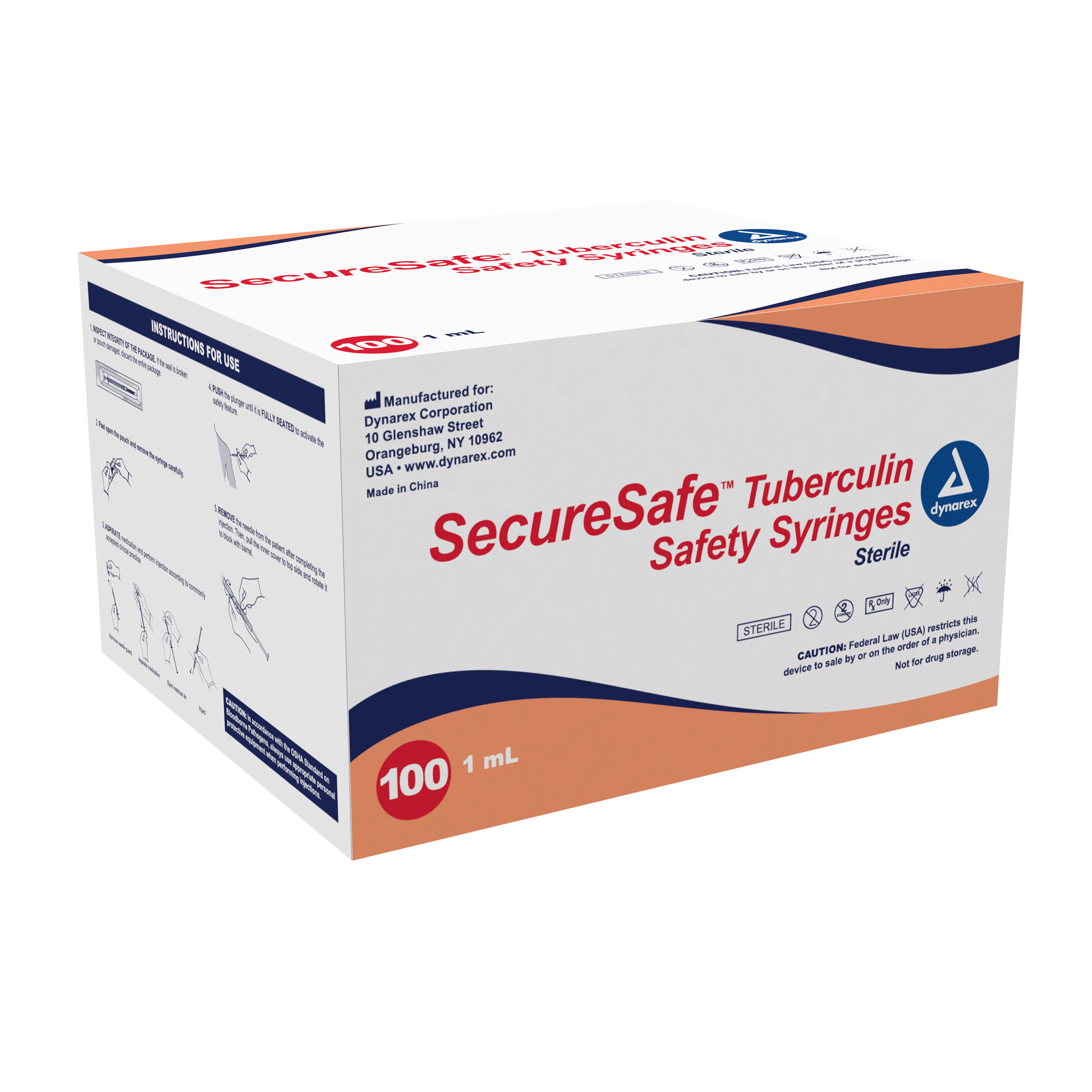 SecureSafe™ Tuberculin Safety Syringe - 1cc - 27G, 1/2
