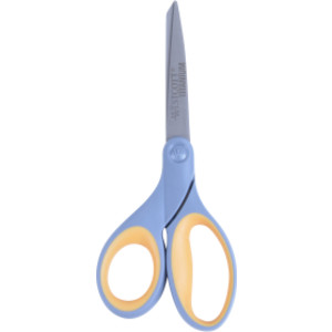 Titanium Bonded Scissors, Left Handed, 8 in Long, 3.5 in Cut Length, Straight Gray/Yellow Handle