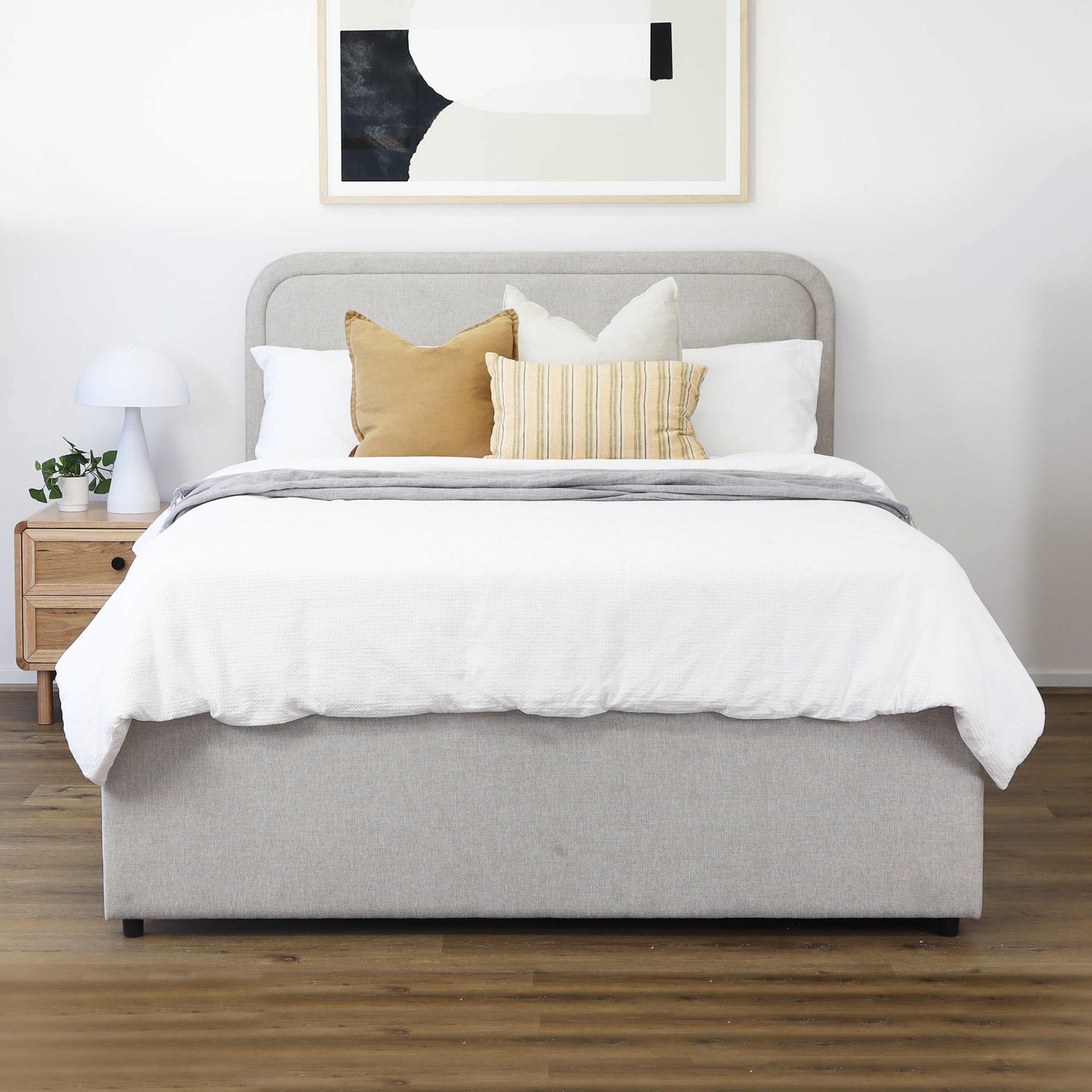 Lifestyle image of the  Eden Bed Frame, Trundle Base, Natural from Forty Winks