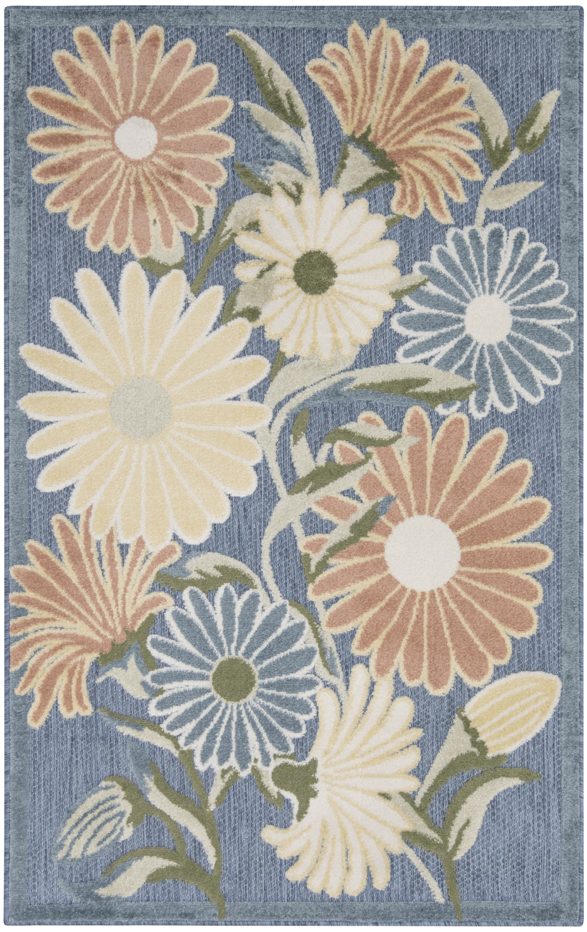 Nourison Aloha 2'8" x 4' Blue Sage Outdoor Rug