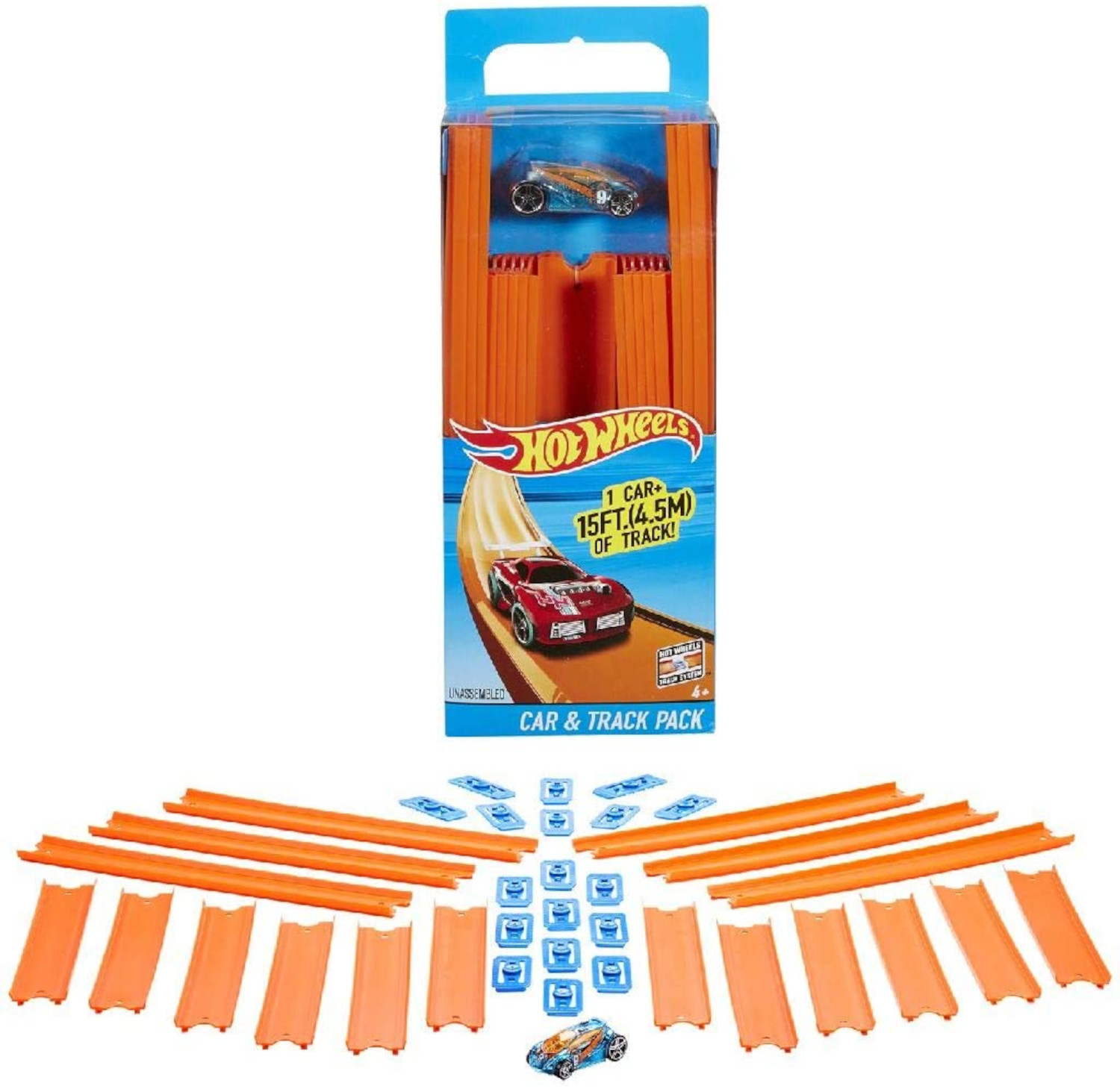 HOT WHEELS Track Builder Straight Track with Car