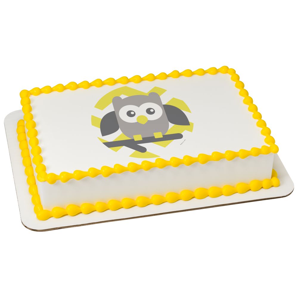 Image Cake Baby Owl Yellow Chevron