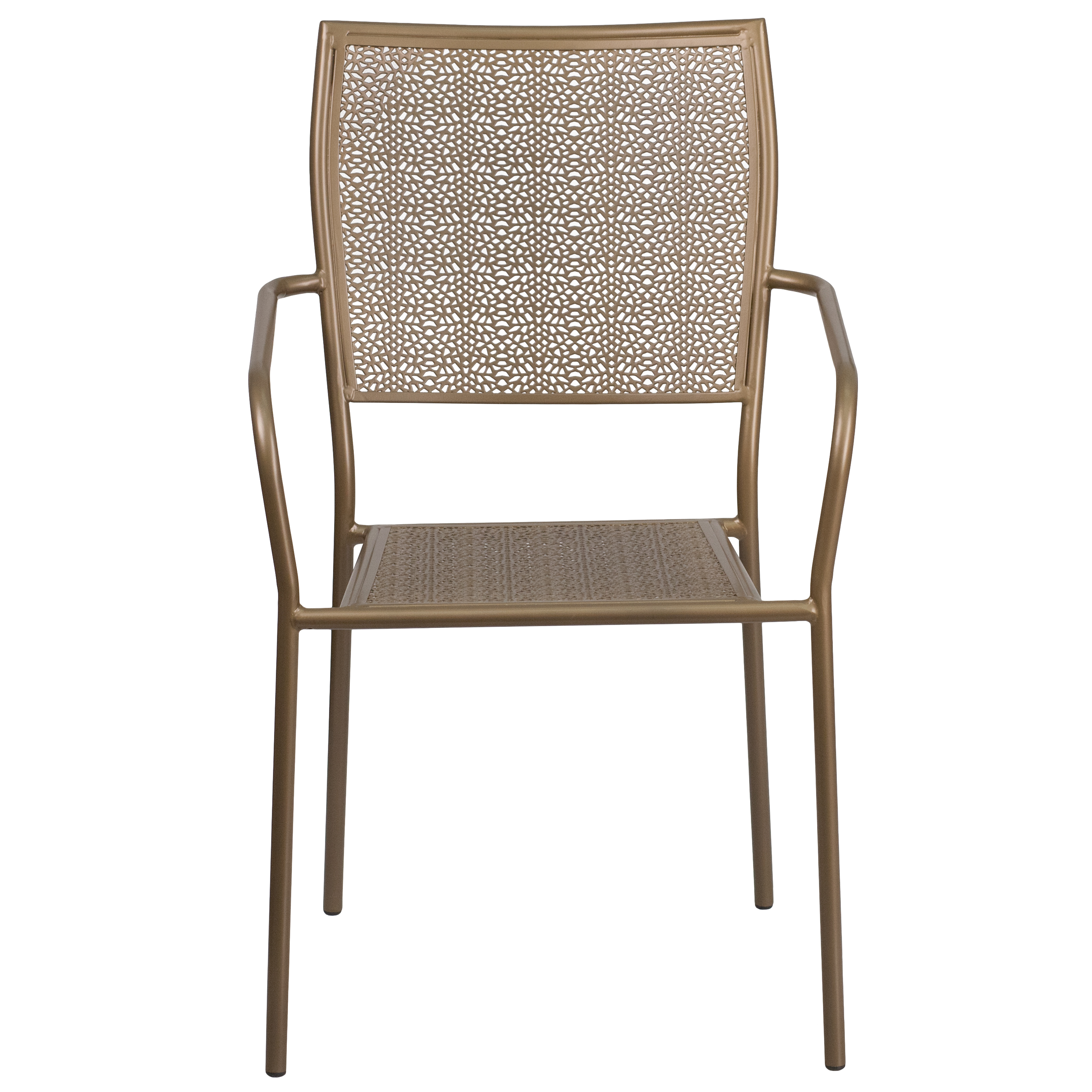 Commercial Grade Sky Blue Indoor-Outdoor Steel Patio Arm Chair with Square Back - Picture 36 of 61