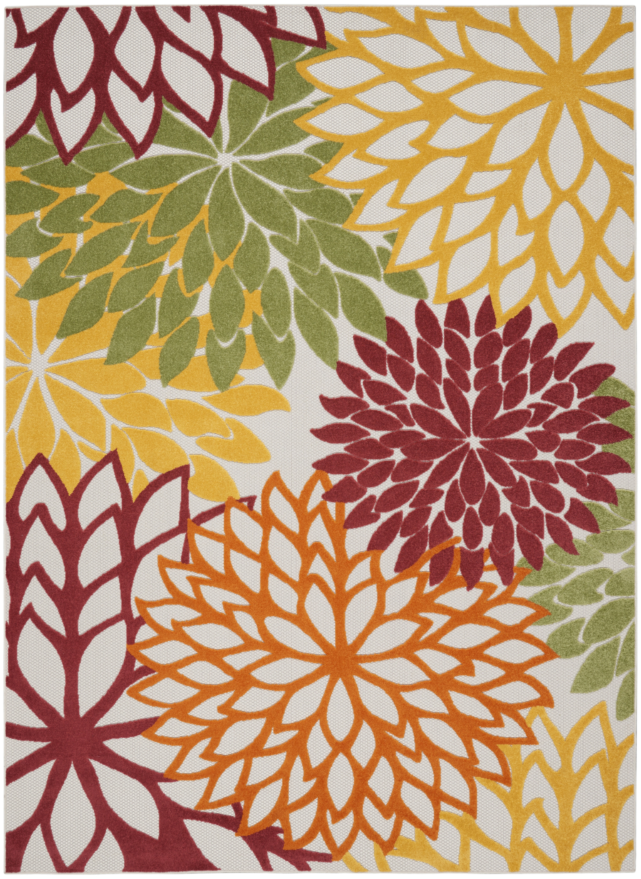 Nourison Aloha 7' x 10' Red Multicolor Tropical Rug
