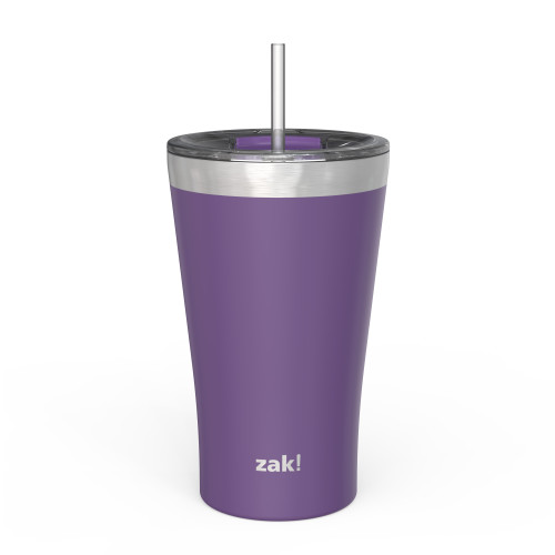 Image for Zak Hydration 20 ounce Reusable Vacuum Insulated Stainless Steel Tumbler with Straw, Viola