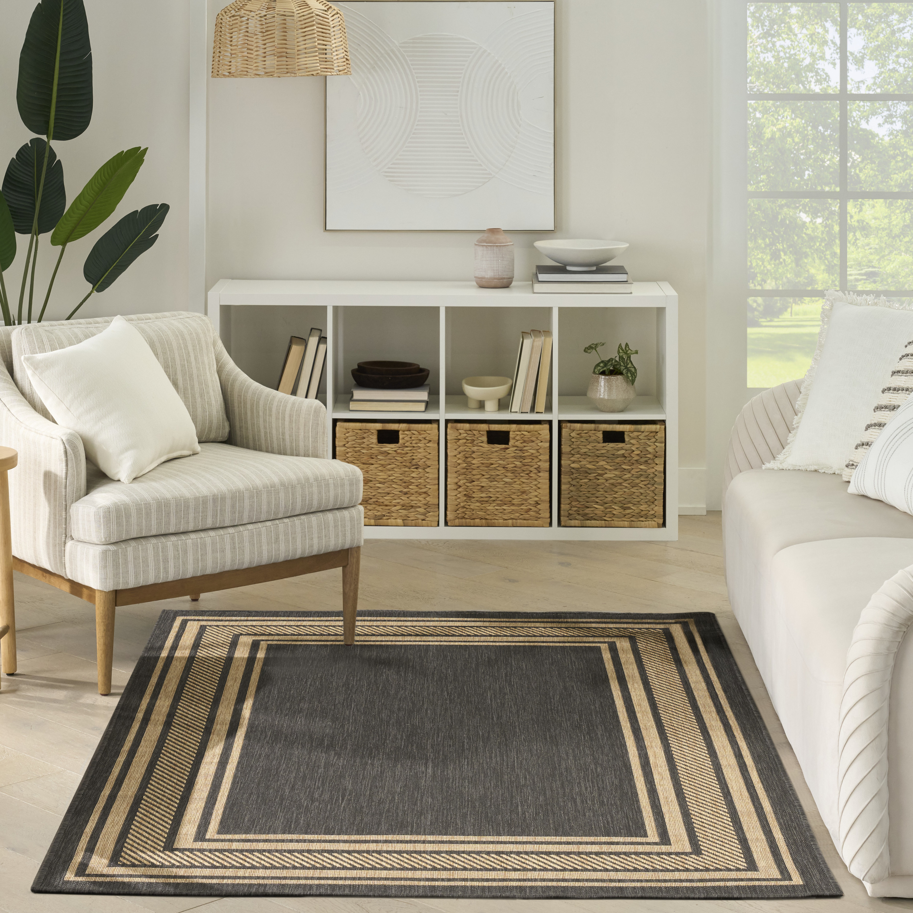 Nourison Horizon Indoor/Outdoor 6' x 9' Charcoal Modern Rug