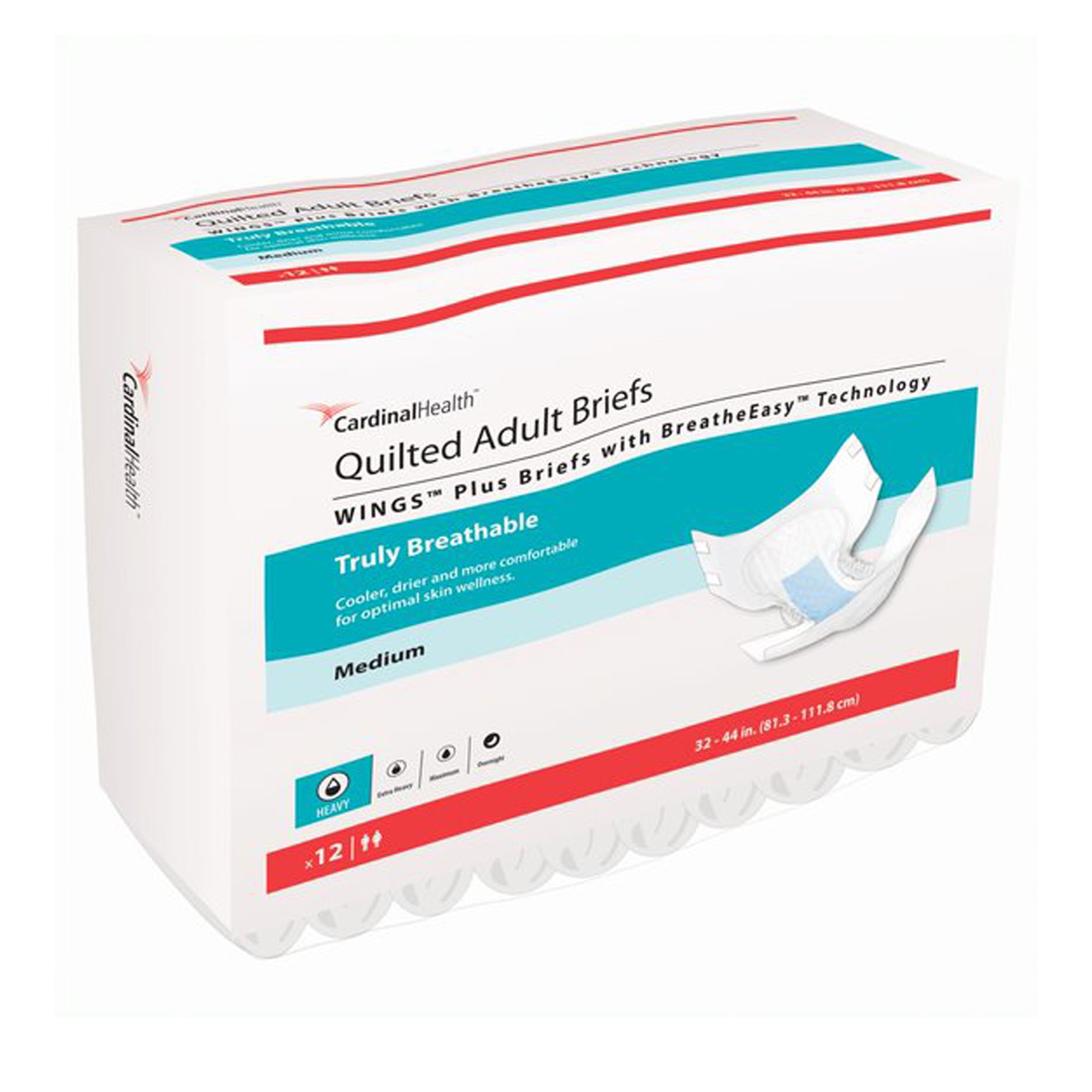 Wings Quilted Plus with BreatheEasy Technology Incontinence Brief, Medium MK 1176298