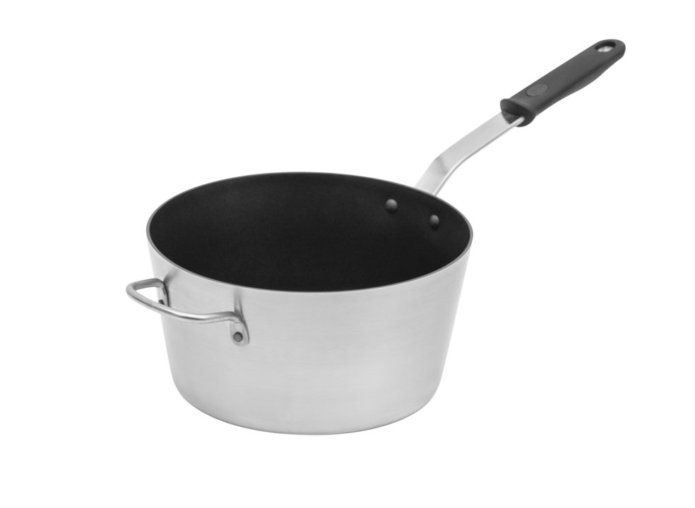 7-quart Wear-Ever® tapered aluminum saucepan with SteelCoat x3™ nonstick coating and silicone handle