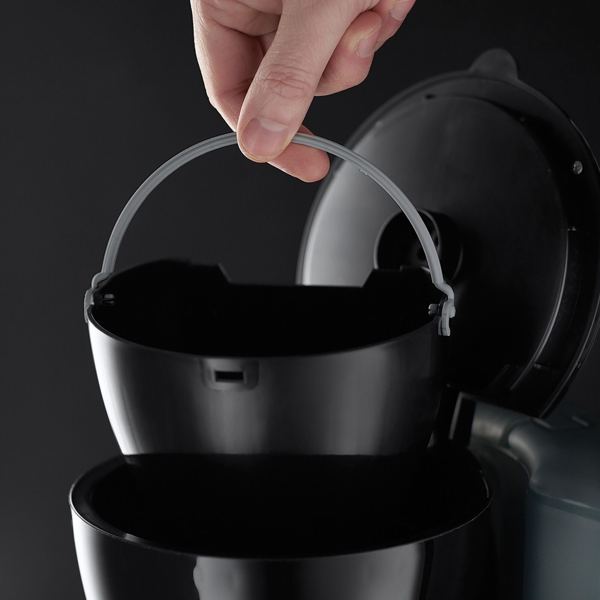 Removable water reservoir feature of easy 8 cup coffee maker.