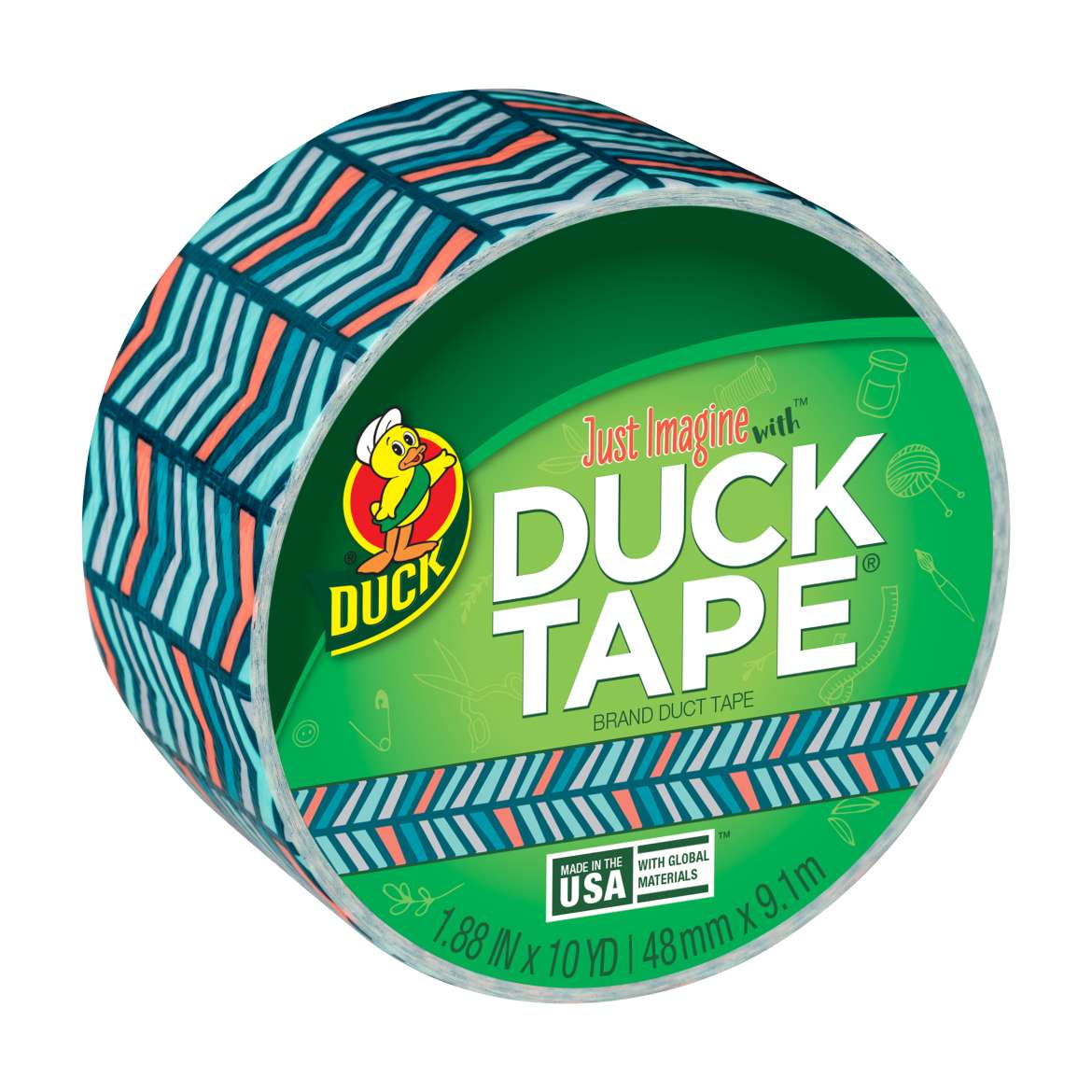 Printed Duck Tape® Brand Duct Tape - Herringbone, 1.88 in. x 10 yd.