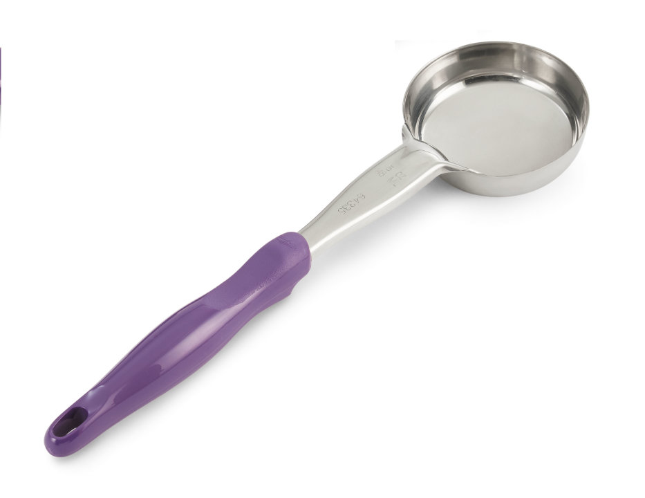 5-ounce one-piece heavy-duty solid round bowl Spoodle® utensil with purple nylon handle