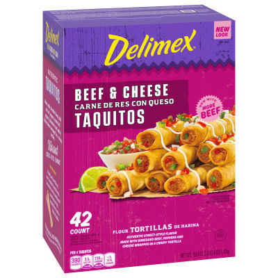 Delimex Beef & Cheese Large Flour Taquitos, 42 ct Box