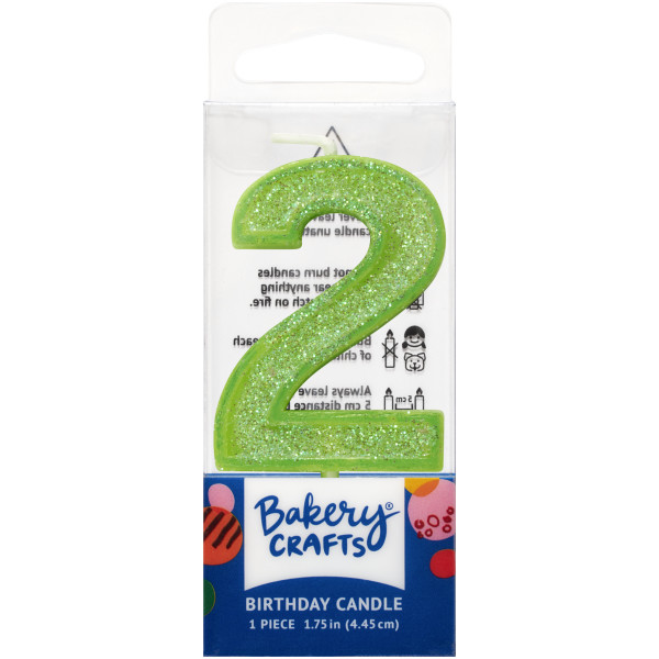 2 Mini Glitter Numeral Candles