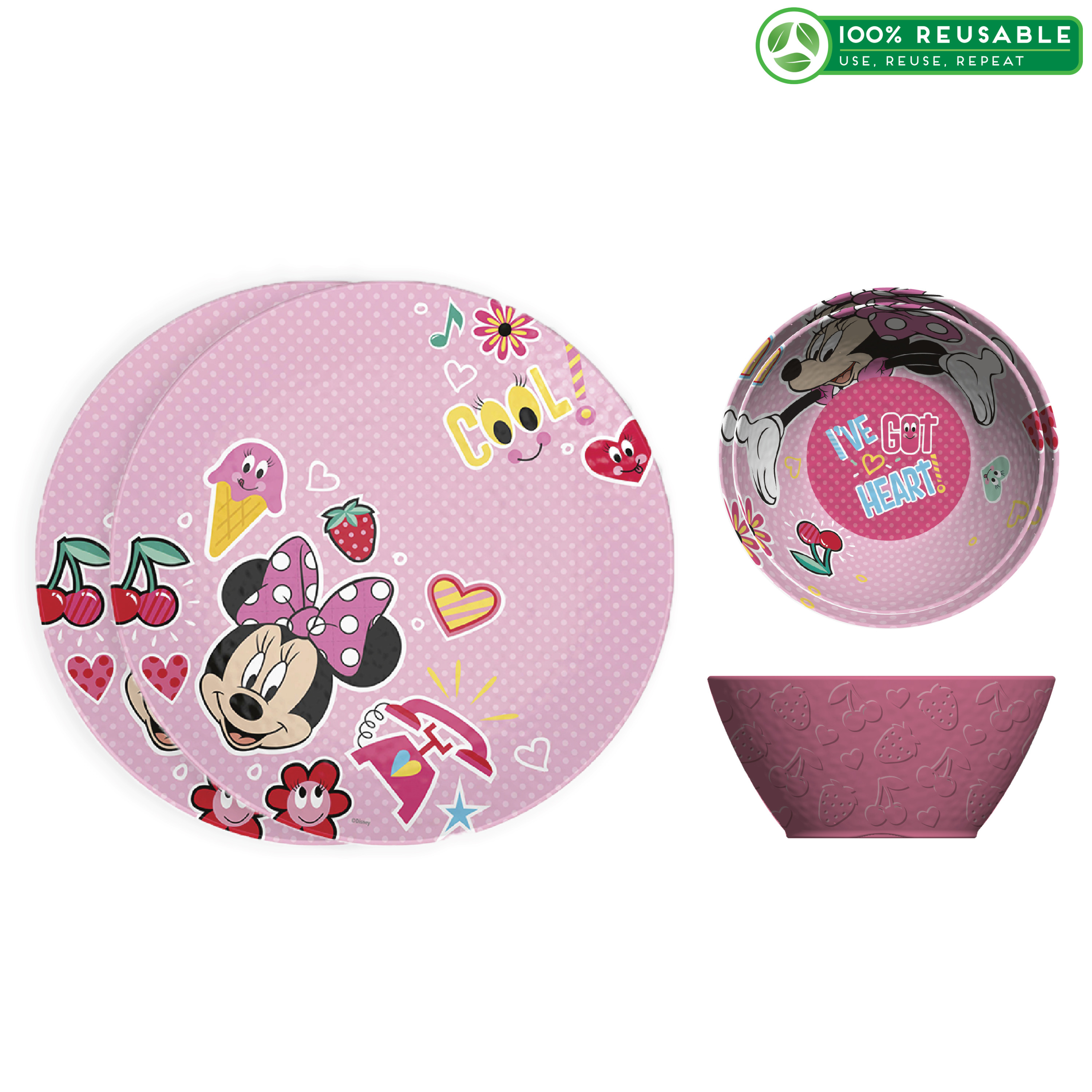 Disney Kids Plate and Bowl Set, Minnie Mouse, 4-piece set slideshow image 1 Disney Kids Plate and Bowl Set, Minnie Mouse, 4-piece set slideshow image 1