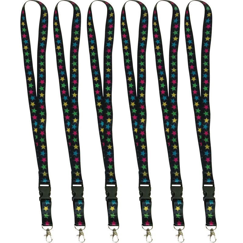 Chalkboard Brights Star Lanyard, Pack of 6