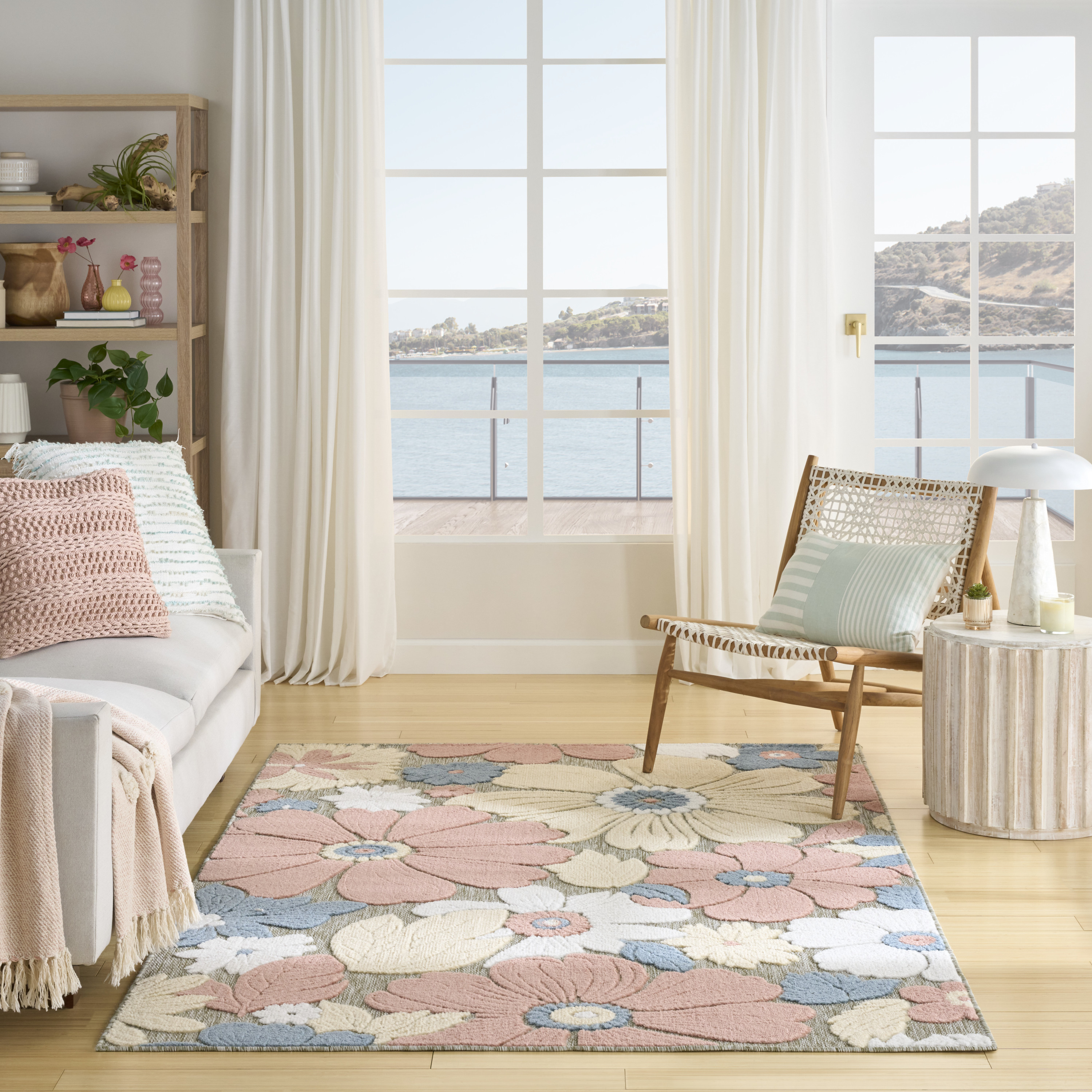 Nourison Aloha 3'6" x 5'6" Rose Modern Rug