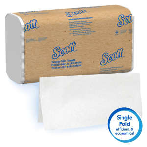 KIM01700, Kimberly Clark, Scott Essential, Folded Towel, S-Fold, 1 ply, White