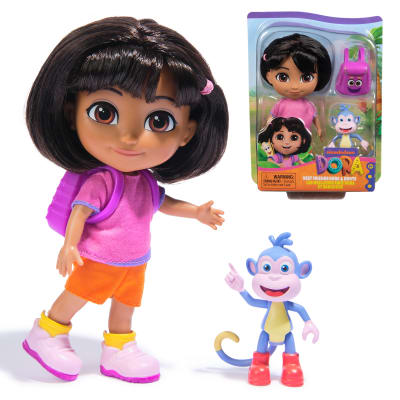 Dora, Coffret Les meilleurs amis Dora et Babouche, poupée de 15,2 cm avec vêtements, sac à dos et figurine Babouche, jouets pour filles et garçons, à partir de 3 ans