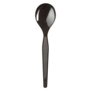Dixie, Heavy-weight Polystyrene Disposable Plastic Soup Spoons, Black