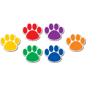 Colorful Paw Prints Magnetic Accents, Pack of 18