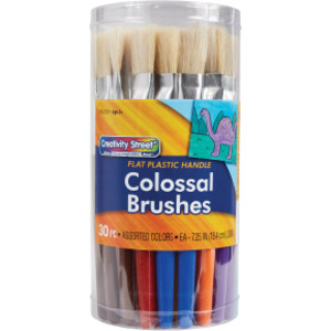 Colossal Brushes, Flat, Assorted Colors, 7.25" Long, 30 Brushes