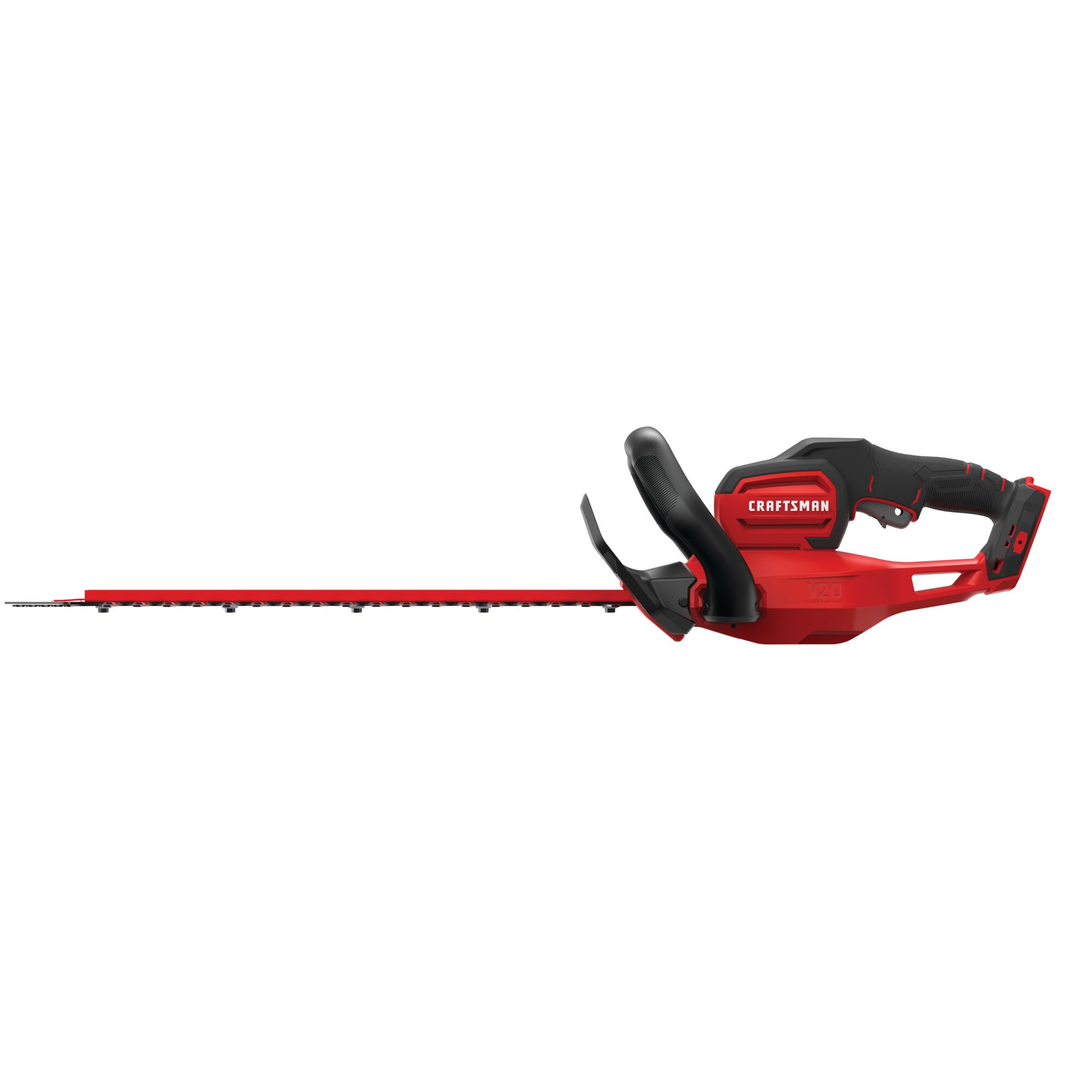 Left profile of cordless 22 inch hedge trimmer.