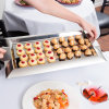Large rectangular stainless steel serving tray