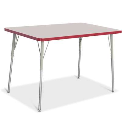 Berries® Rectangle Activity Table - 30" X 48", A-height - Gray/Red/Gray