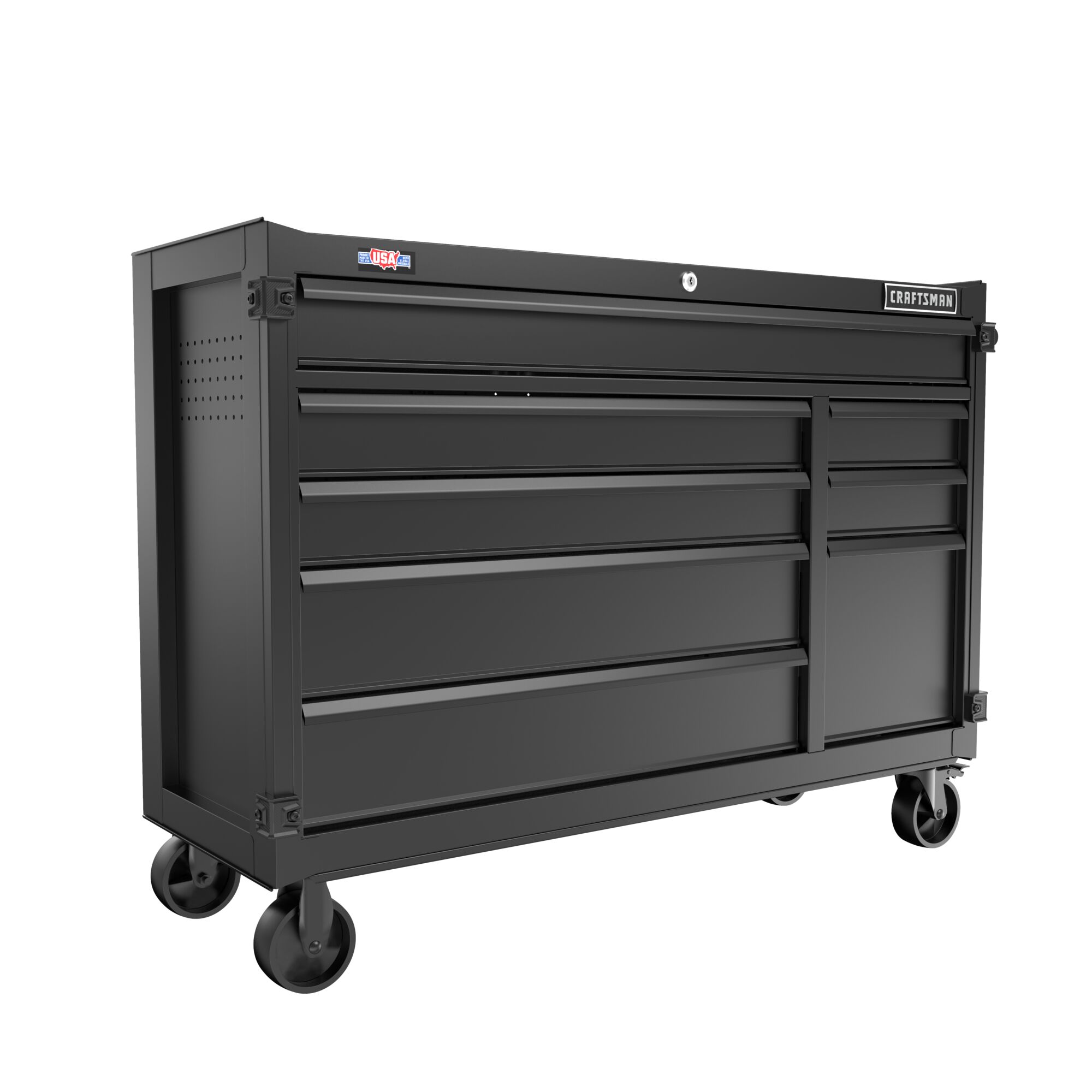 CRAFTSMAN 52-inch Wide 8-Drawer Rolling Tool Cabinet at 3/4 turn