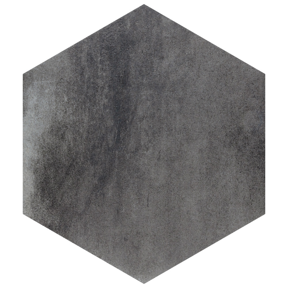 Industrial Hex Black 8-1/2 in. x 9-7/8 in. Porcelain Floor and Wall Tile