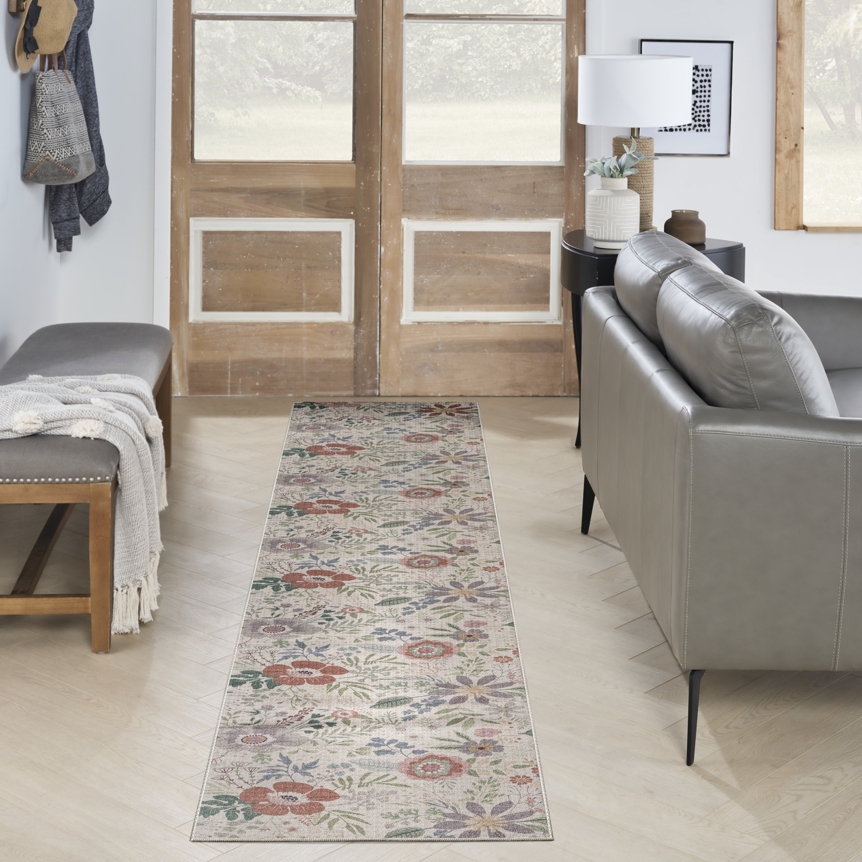 Nourison Nourison Washables 2'2" x 10' Cream Multicolor Farmhouse Indoor Rug