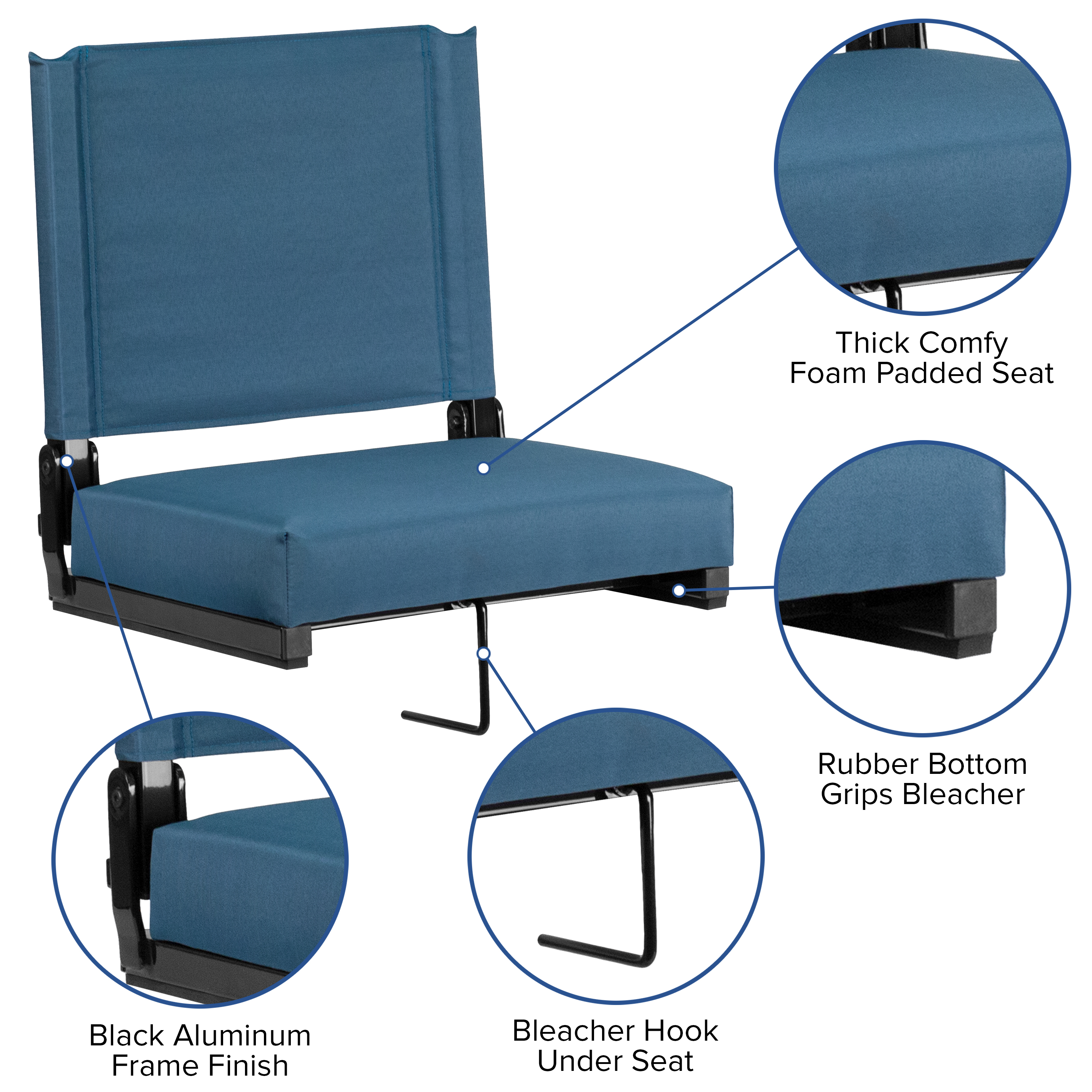 Juego de 2.500 lb. Silla de estadio ligera clasificada con asiento ultra acolchado, azul marino... - Imagen 146 de 175