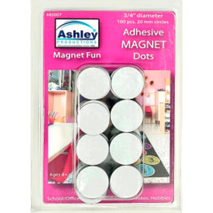 Magnetic Adhesive Dots, 3/4 in., 100 Pieces, Peel-and-Stick Magnetic Circles