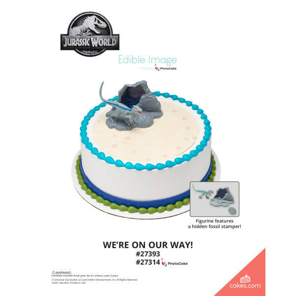 Jurassic World Warning The Magic of Cakes® PhotoCake® Enhanced Round Background Page