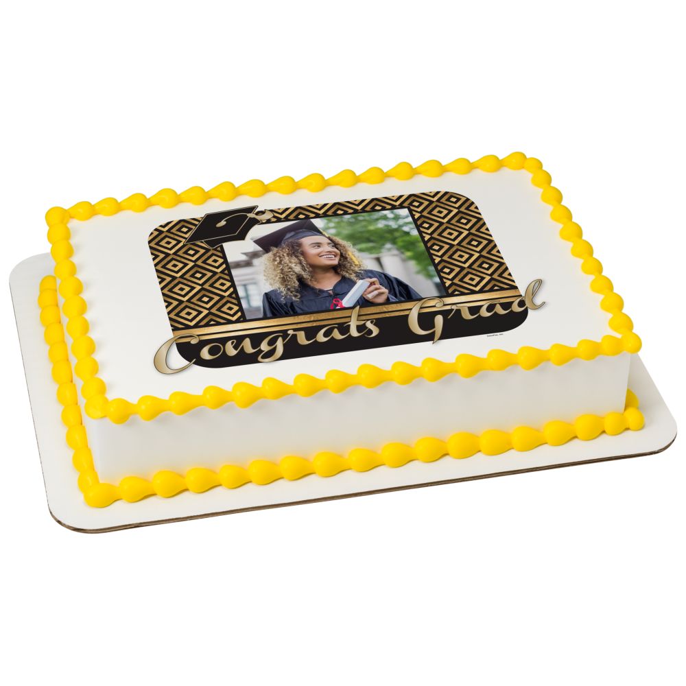 Image Cake Congrats Grad Gold Squares