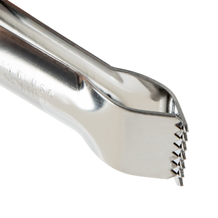6-inch stainless steel pom tongs with Kool-Touch® handle