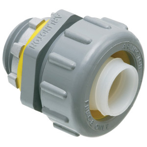 Liquid Tight Connector, UV-Rated Plastic, Straight, Gray, 1-1/2 in.