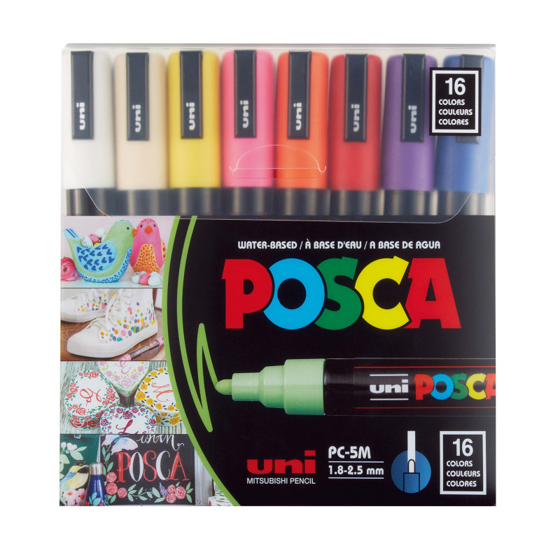PC-5M Paint Markers, Medium Bullet Tip (1.8-2.5 mm), Assorted Colors, Set of 16