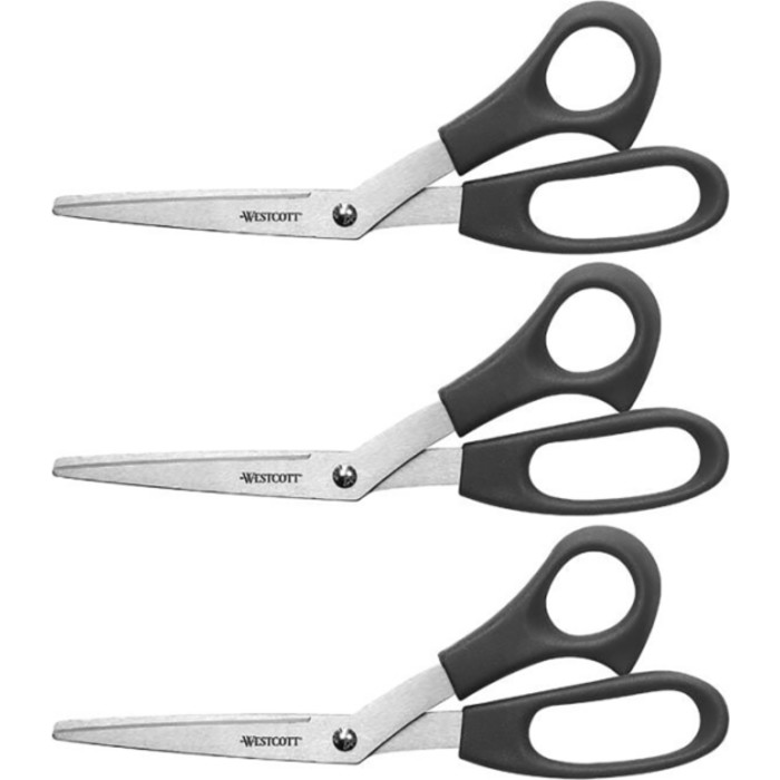 All Purpose Value Scissors, 8" Bent, Assorted Colors, Pack of 3