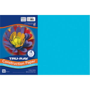 Construction Paper, Heavyweight, Atomic Blue, 12" x 18", 50 Sheets