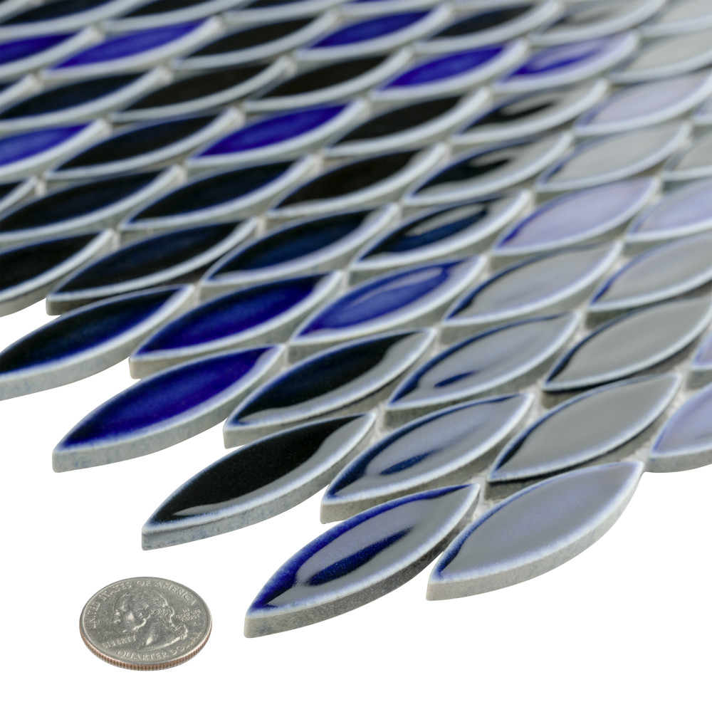 Pescado Glossy Azul 12 in. x 12-1/2 in. Porcelain Mosaic Tile