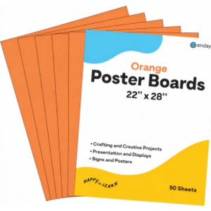 Poster Board, 22 x 28 in, Orange, 50 Pack