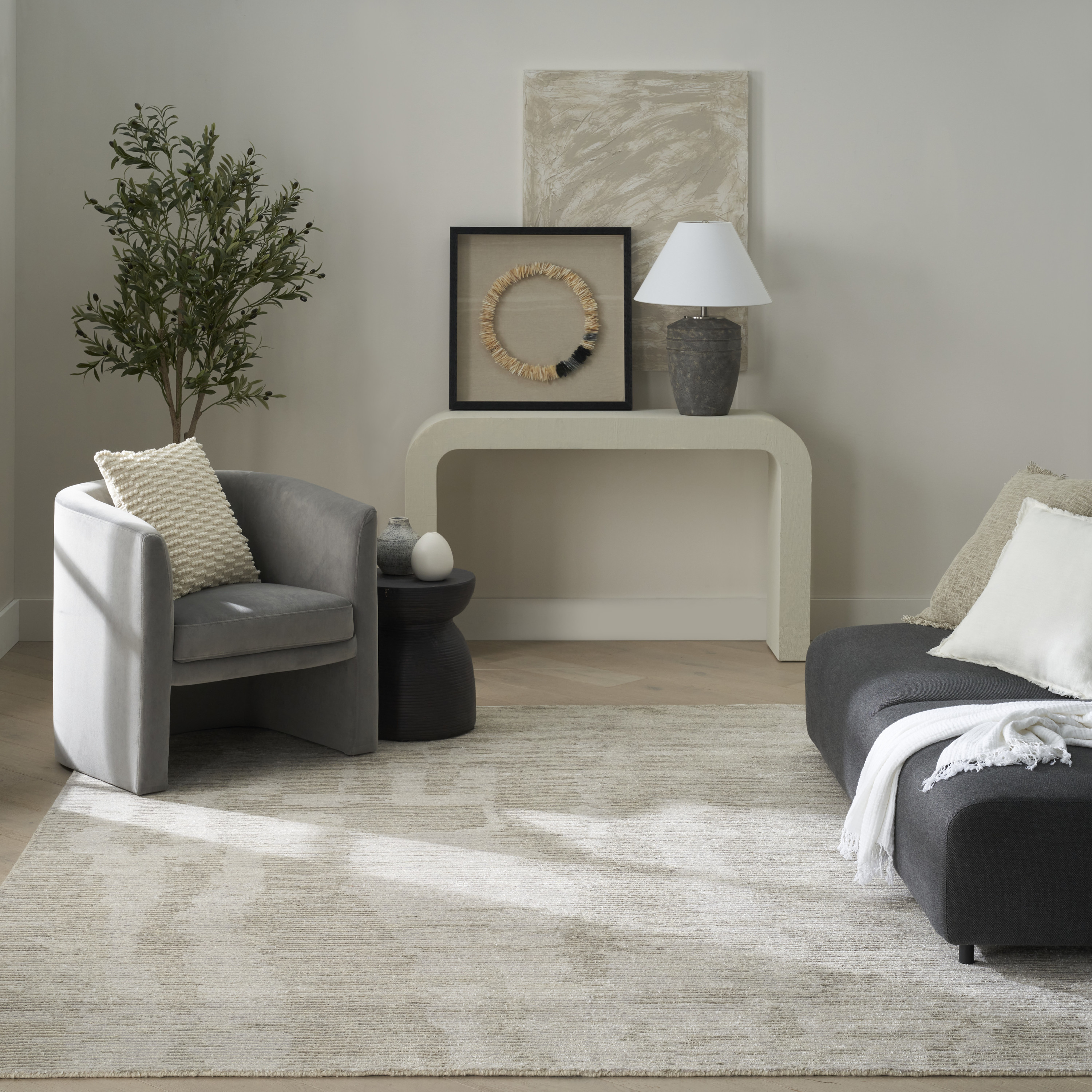 Nourison Ellora 9'9" x 13'9" Ivory Grey Modern Indoor Rug