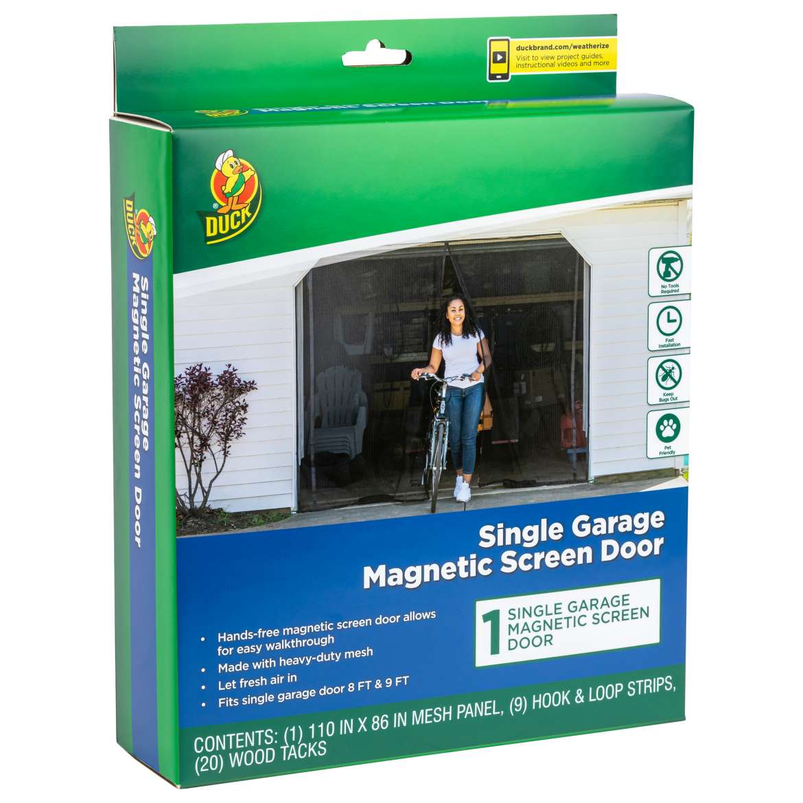 Duck® Brand Hands-Free Magnetic Single Garage Door Screen Image