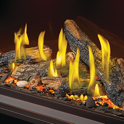 Oak Luminous Log Burner Kit