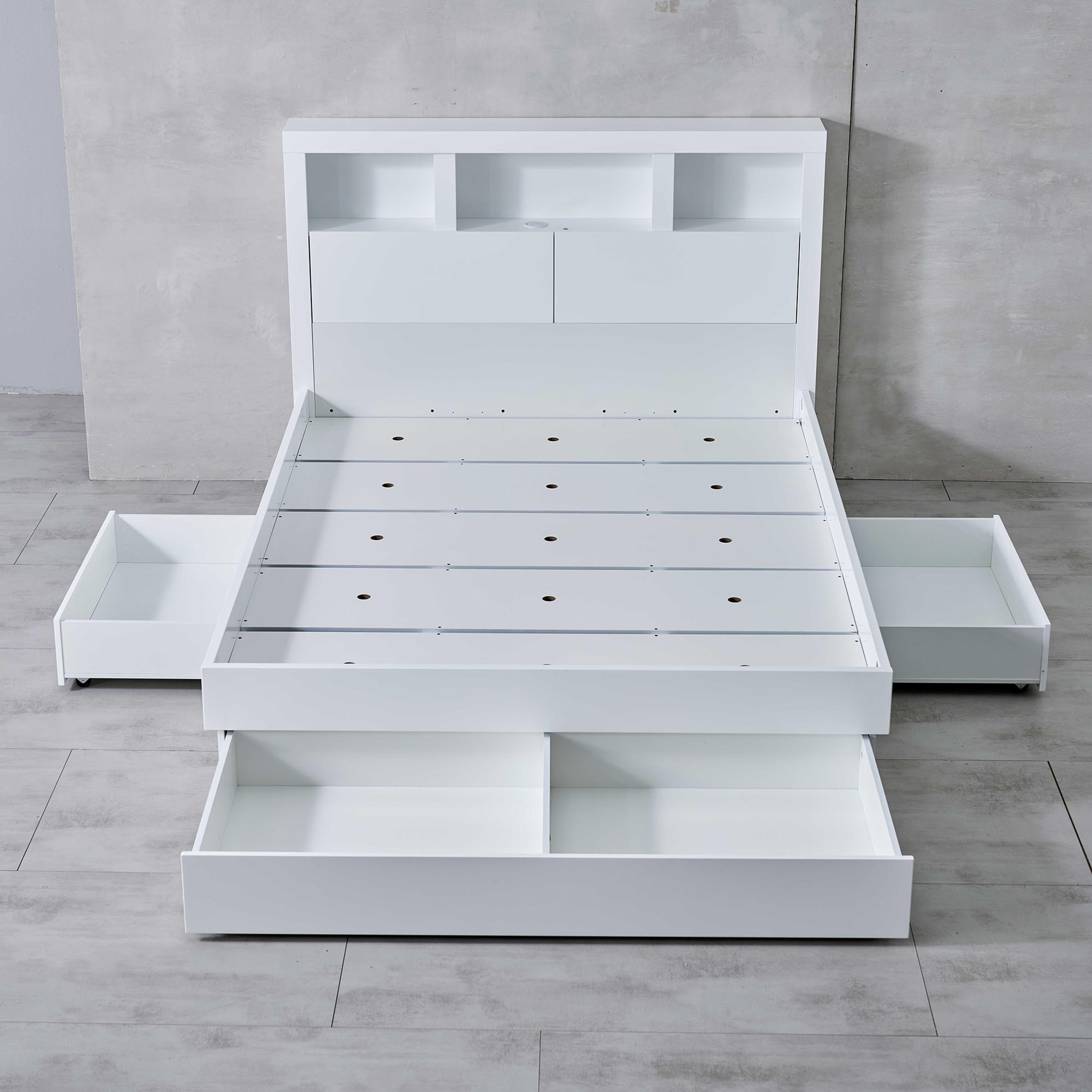 Product image of the  Lugano Bed Frame, 3 Drawer Base, Ivory White from Forty Winks