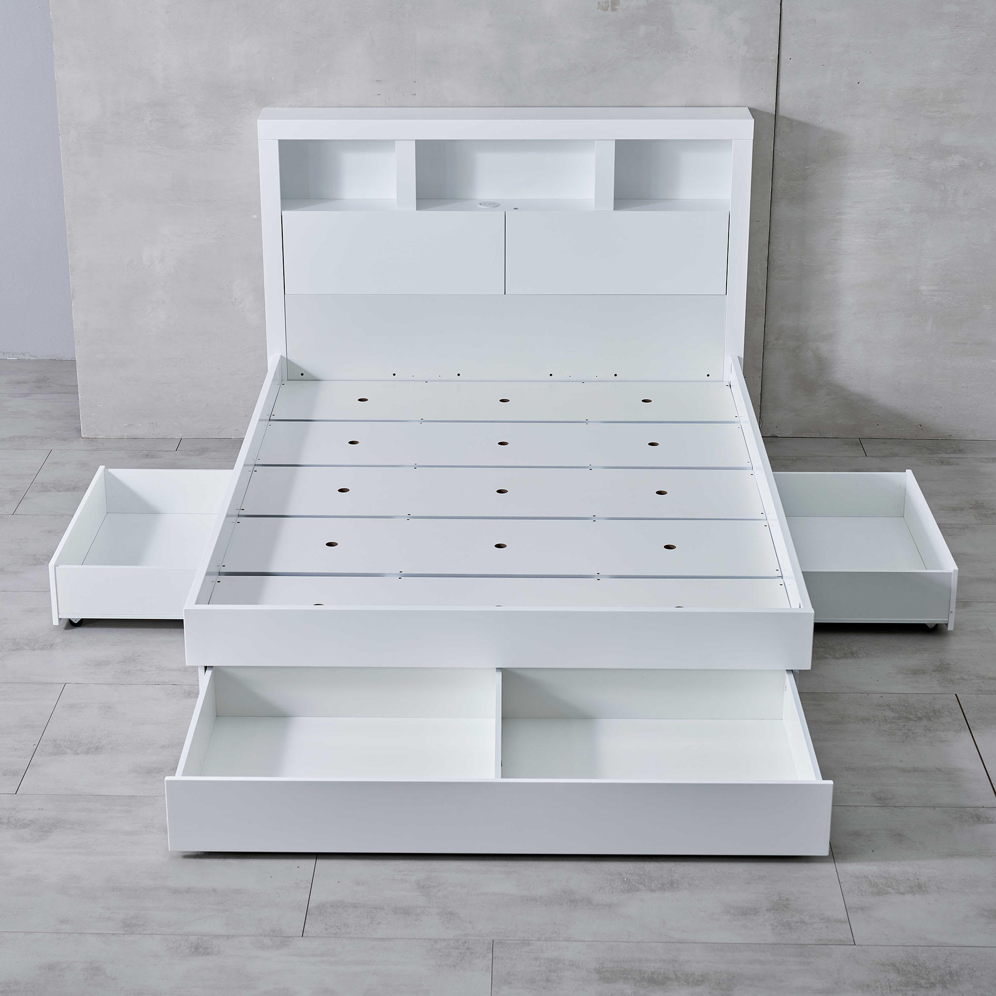 Product image of the  Lugano Bed Frame, 3 Drawer Base, Ivory White from Forty Winks