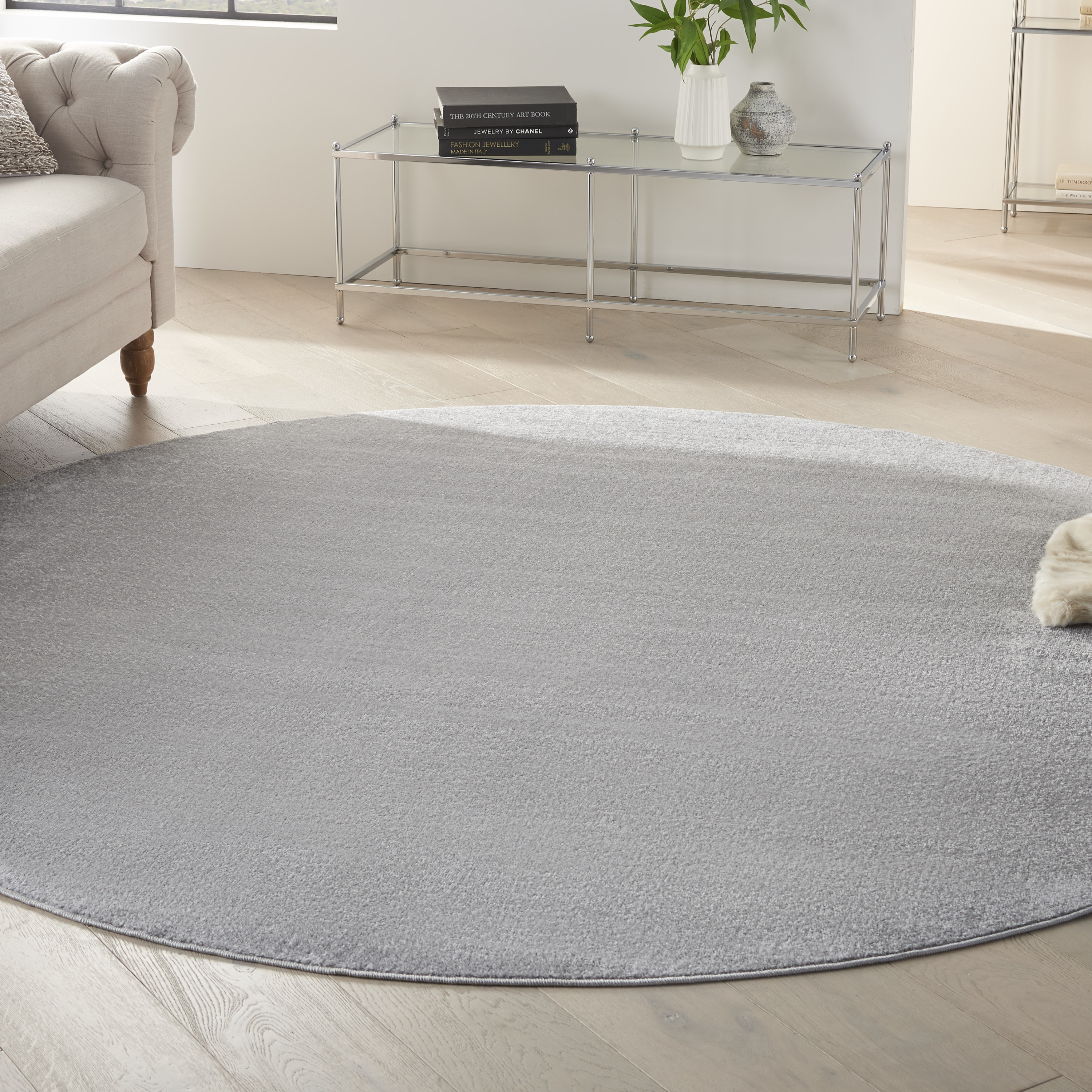 Nourison Nourison Essentials 8' x Round Silver Grey Outdoor Rug