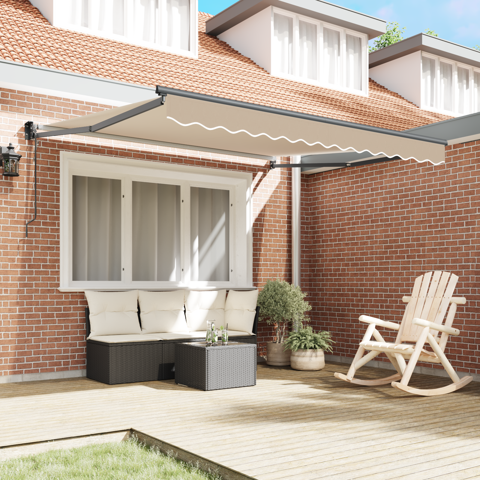 vidaXL Markise Beige 300 x 250 x 165 cm Polyester und Metall – Bild 3